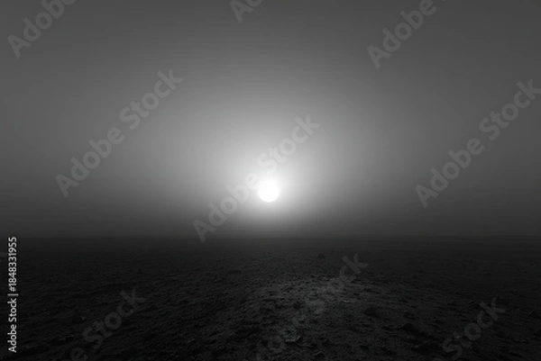 Obraz Monochromatic Landscape With Bright Sun