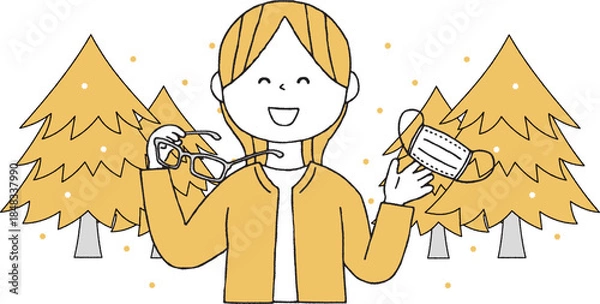 Fototapeta 花粉症を克服した女性単色