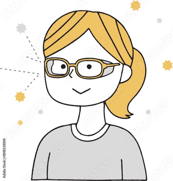 Fototapeta 花粉保護メガネをした女の子単色