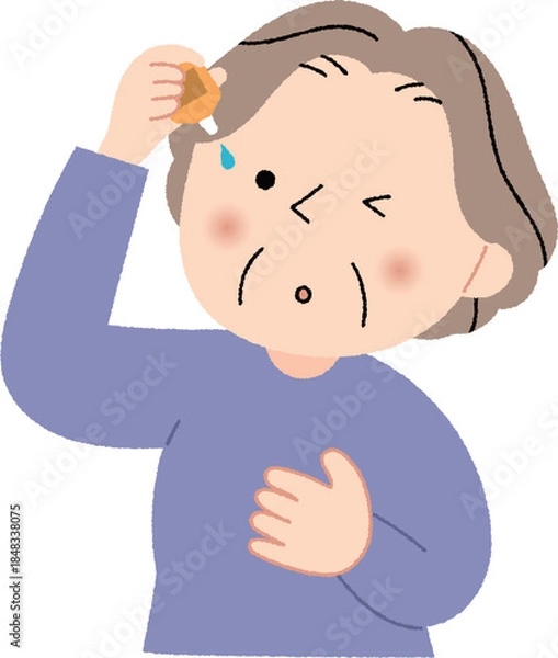 Fototapeta 目薬を指すシニア女性