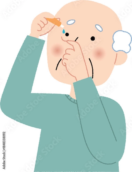 Fototapeta 目薬を指すシニア男性