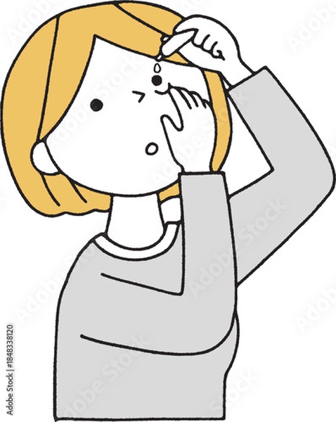 Fototapeta 目薬を指す女性単色