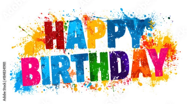 Obraz Bold block letters Happy Birthday vector