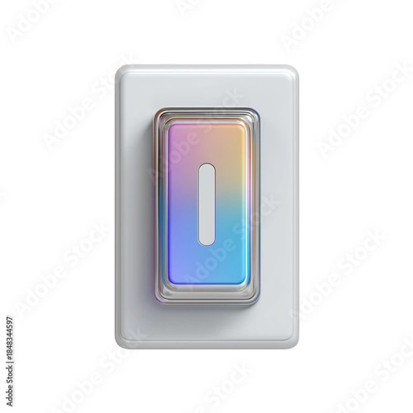 Fototapeta Flat holographic toggle switch with soft gradient glass effect Isolated on a transparent background