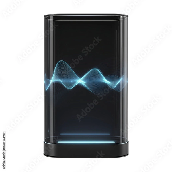 Obraz Floating voice assistant display with audio wave interface Isolated on a transparent background