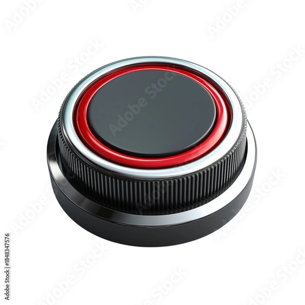 Fototapeta Touchscreen interface dial control with metallic ring accent Isolated on a transparent background