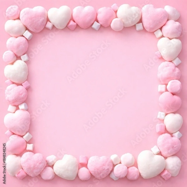 Obraz Cute Valentine Candy Frame on Soft Pink Background
