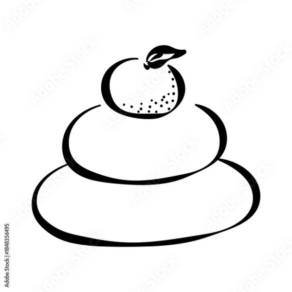 Obraz 鏡餅の線画イラスト
