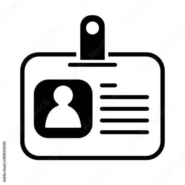Fototapeta Identification Card Badge Icon Vector Black Silhouette