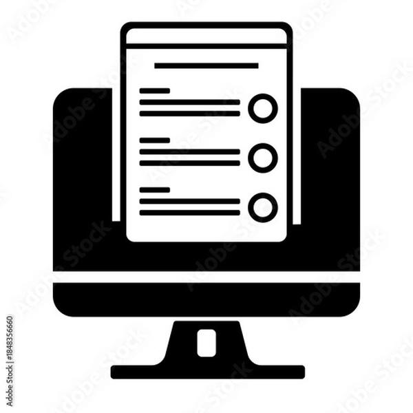 Fototapeta Online Computer Training Vector Icon black
