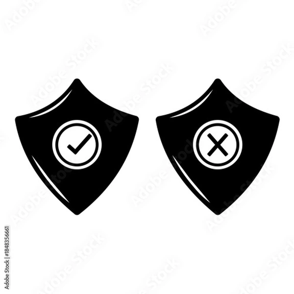 Fototapeta Cyber Security Technology shield Vector Icon black