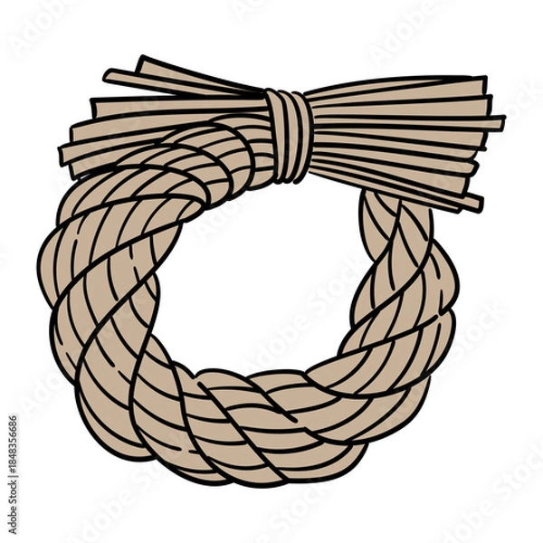 Obraz しめ縄（輪飾り）の線ありイラスト