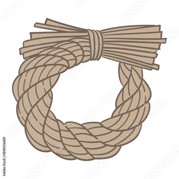 Obraz しめ縄（輪飾り）の線ありイラスト