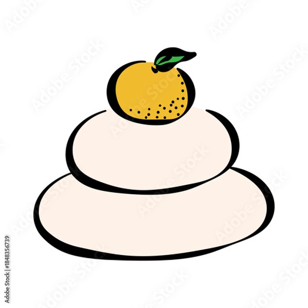 Obraz 鏡餅の線ありイラスト