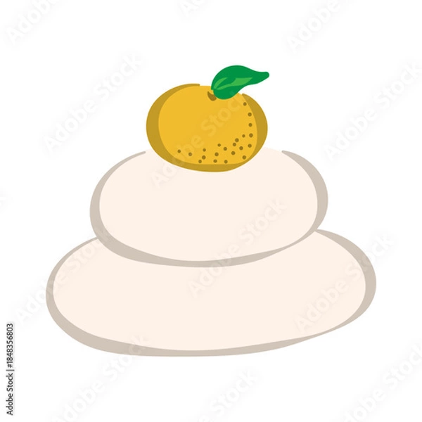 Obraz 鏡餅のイラスト（カラー線）