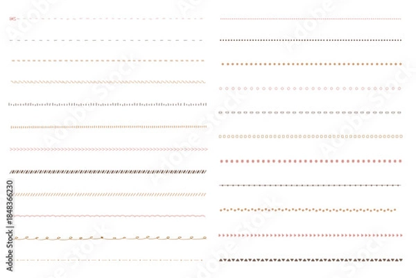 Obraz 手書きのゆるい区切り線・アンダーライン　くすみカラーセット