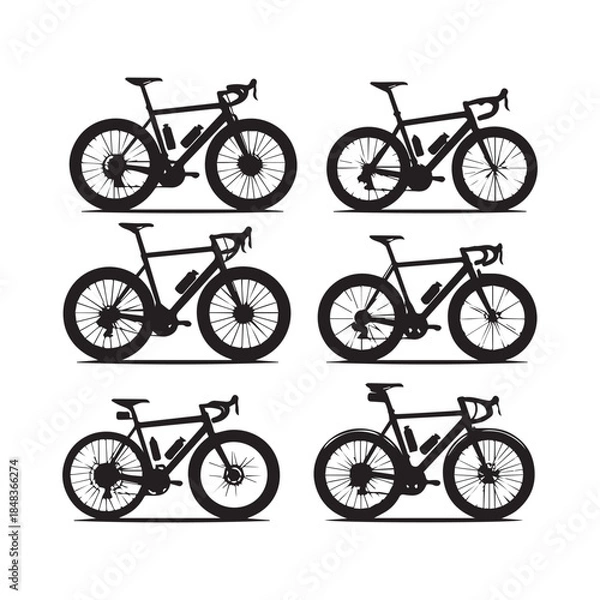 Obraz Bicycle Icons Set – Modern Bike Vector Silhouette Collection