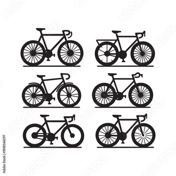 Obraz Bicycle Icons Set – Modern Bike Vector Silhouette Collection