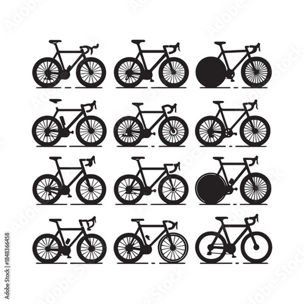 Obraz Bicycle Icons Set – Modern Bike Vector Silhouette Collection