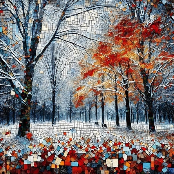 Fototapeta autumn leaves in the forest