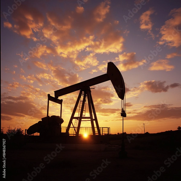 Obraz oil pump at sunset