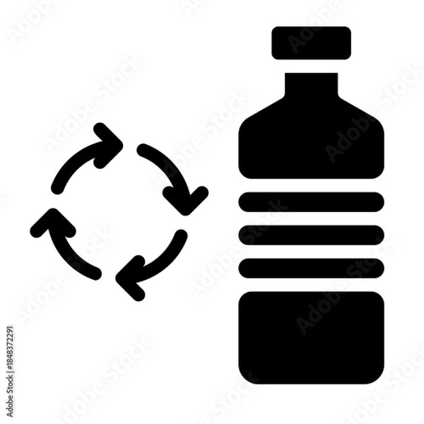 Obraz Plastic Bottle with Recycling Symbol Icon	
