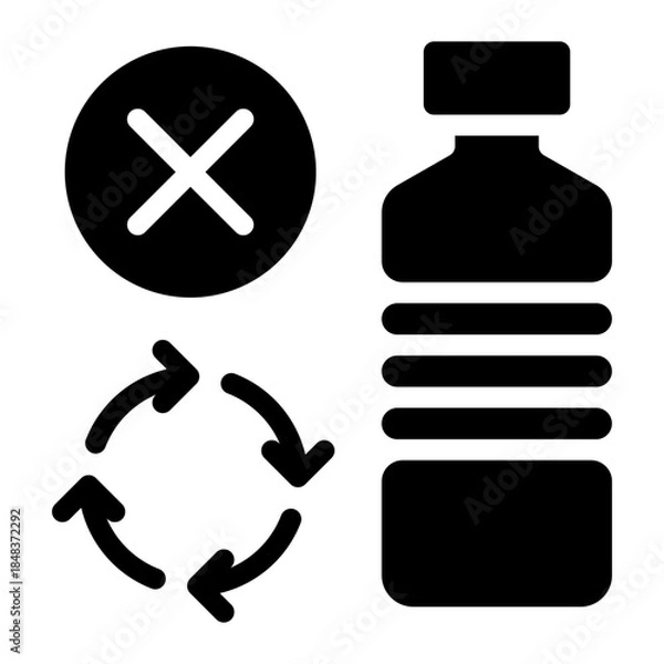 Obraz Non Recyclable Plastic Bottle Warning Icon	