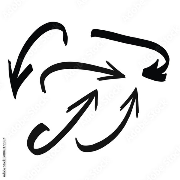 Obraz Bold curved arrows forming circular motion paths. Hand drawn arrow symbols showing rotation.