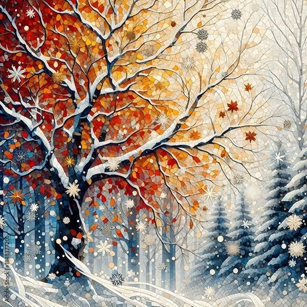 Fototapeta winter landscape with trees