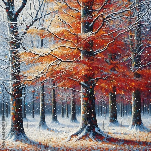 Fototapeta winter landscape with trees