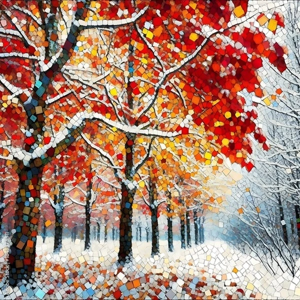 Fototapeta winter landscape with trees