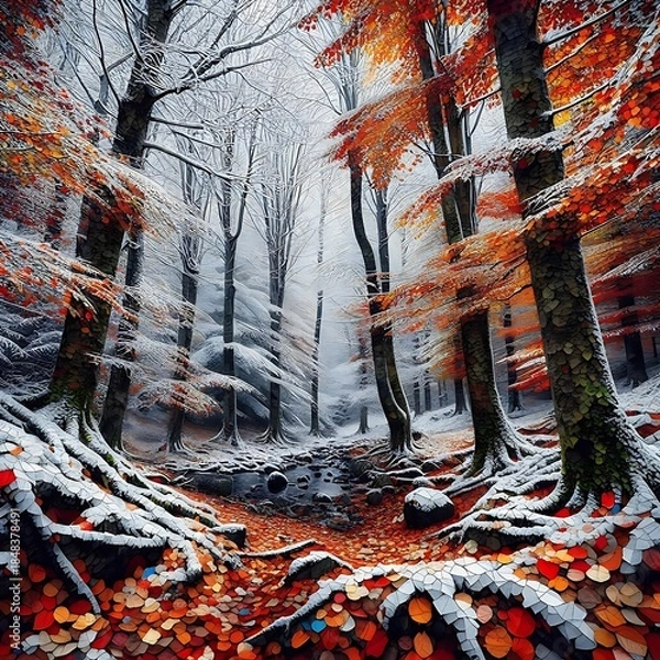 Fototapeta winter landscape with trees