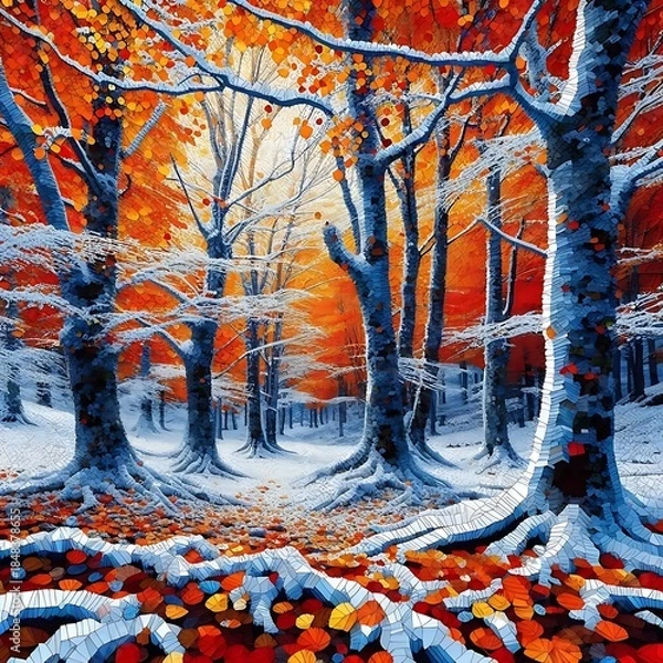 Fototapeta winter landscape with trees