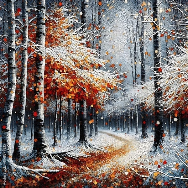 Fototapeta winter landscape with trees