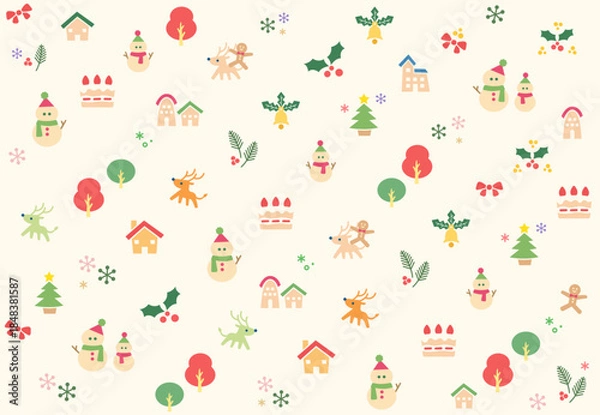 Obraz クリスマスのアイテムをあしらったおしゃれな壁紙素材