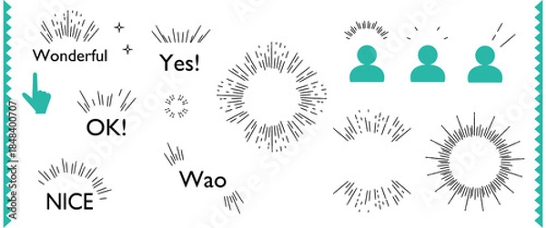 Obraz 驚いている吹き出しのセット　サンバースト　リアクション