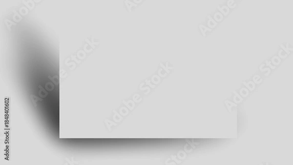 Fototapeta Blank white card with modern shadow on light gray background