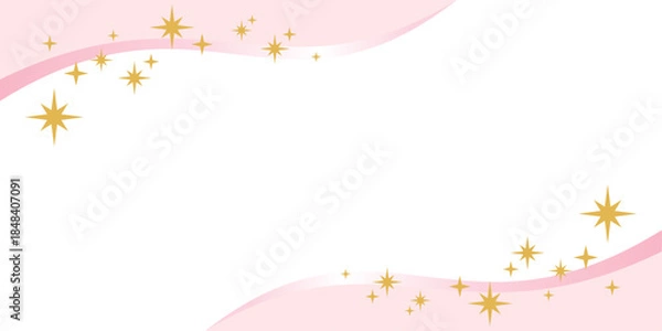 Obraz ピンクの滑らかな曲線とキラキラ光る星のフレーム