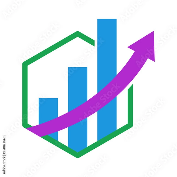 Fototapeta Business Growth Chart Logo Icon with Upward Arrow and Analytics Concept