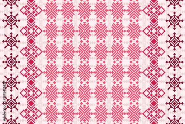 Obraz Tribal seamless red pink pattern 
