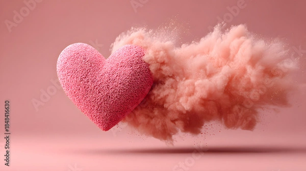 Fototapeta Exploding Pink Heart Symbol of Valentine Romance