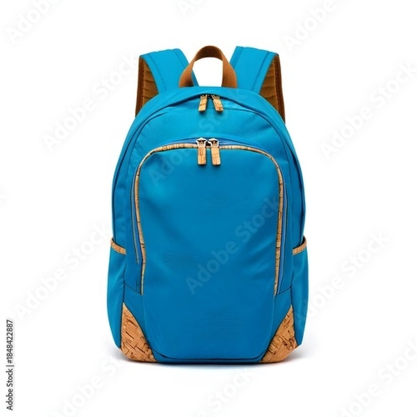 Obraz Blue Backpack Isolated on White Background