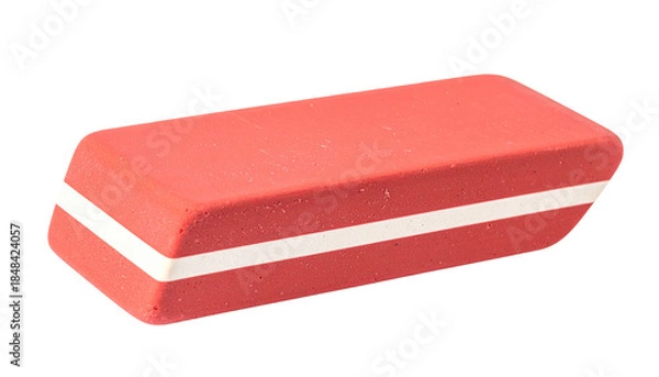 Obraz Rectangular red and white rubber block for erasing pencil marks