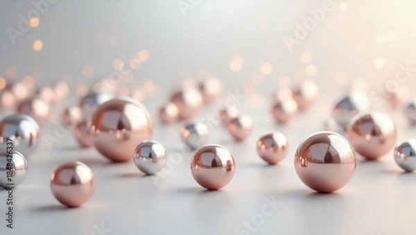 Obraz Reflective metal spheres on white surface