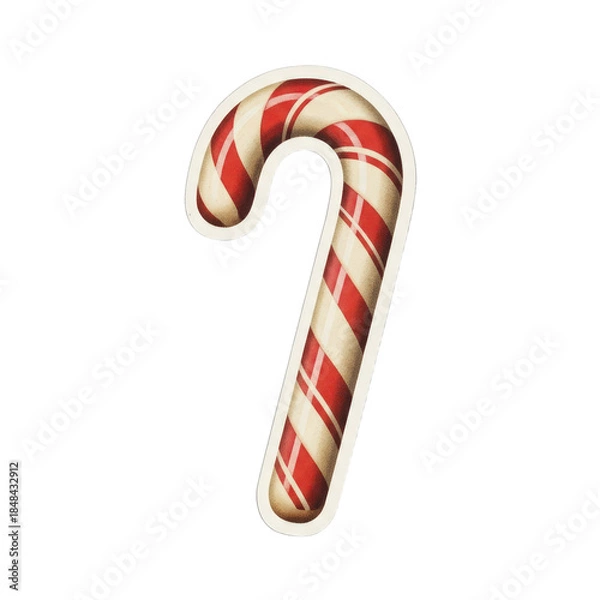 Obraz A festive candy cane stands alone against a clean white background