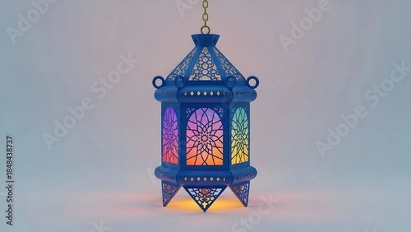 Obraz Hanging Lantern with Colored Glass Panels