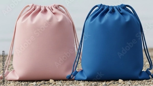 Obraz Two drawstring bags on beach