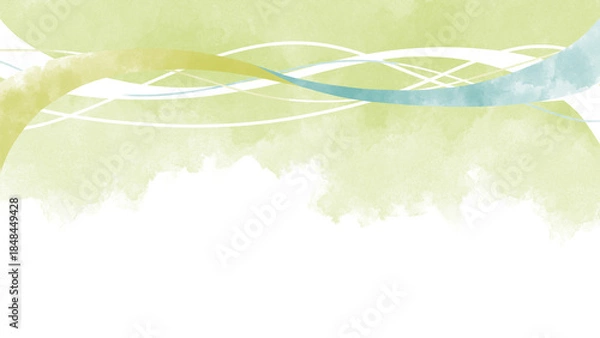 Obraz 背景にかぶせる装飾波複数ラインと半透明上部黄緑と緑