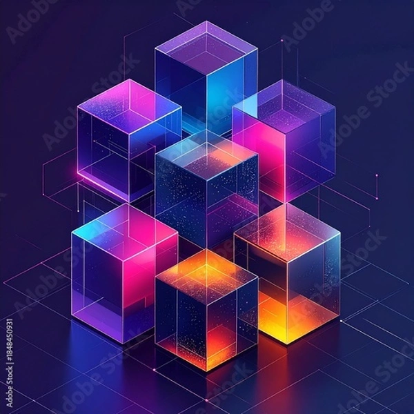 Fototapeta abstract 3d cubes