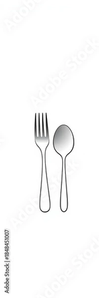 Obraz Simple minimalist fork and spoon icon on white background,  vector,  kitchen